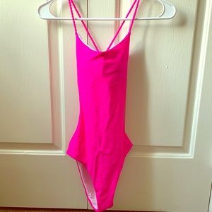 Hot pink one piece swimsuit